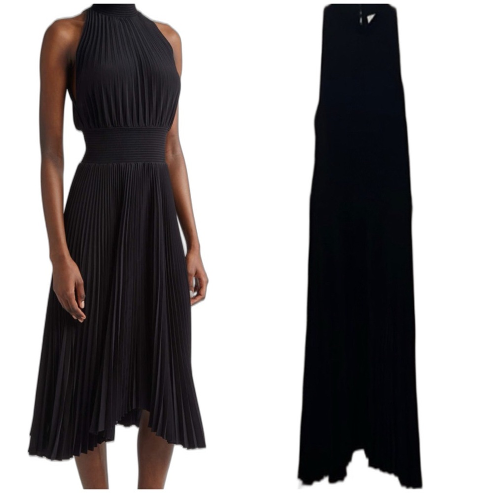 Elegant Black Halter Midi Dress
